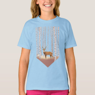 T-shirt Le cerf dans les bois de bouleau