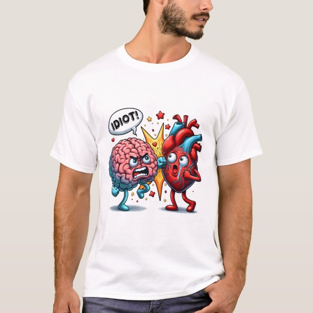 T-shirt Le cerveau contre le coeur (Devant)