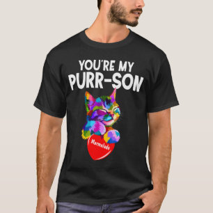 T-shirt Le chat arc-en-ciel Tu es ma personne avec le coeu
