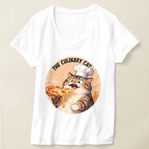 T-shirt Le Chat Culinaire avec le Chat Chef Pizza Tenant u