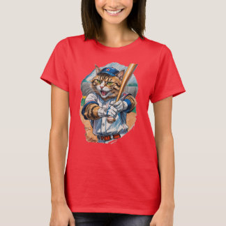 T-shirt Le chat de baseball intimidant le lanceur !
