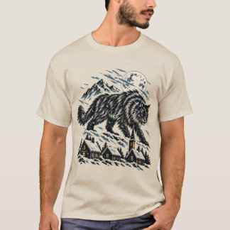 T-shirt Le chat de Yule folklore islandais gravure sur boi