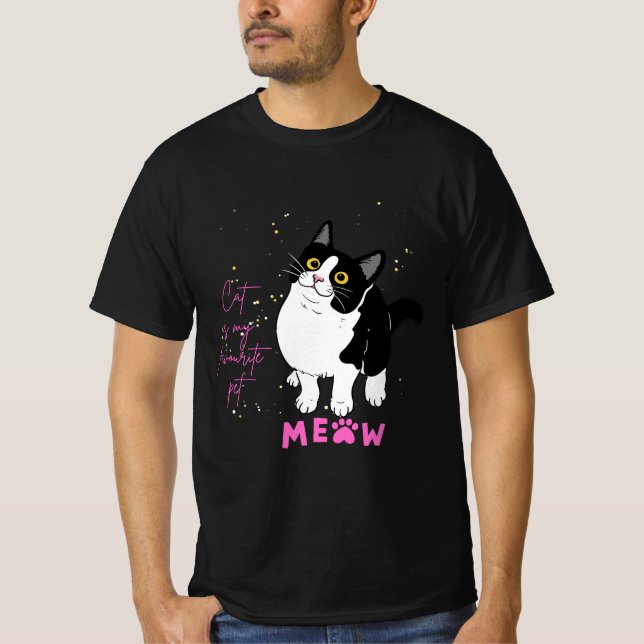 T-shirt Le chat est mon animal de compagnie préféré (Devant)