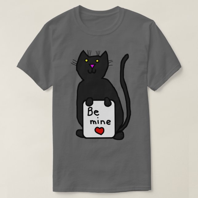 T-shirt Le chat mignon dit Be Mine sur la Saint Valentin (Design devant)