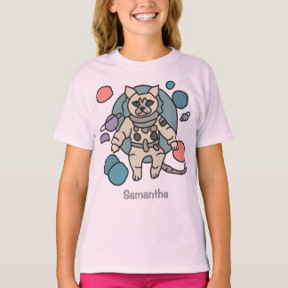 T-shirt Le chat minimaliste astronaute dans l'espace | Drô
