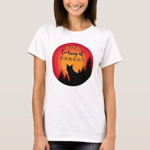 T-shirt Le chat noir regarde le coucher du soleil