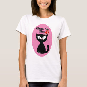 T-shirt Le chat noir, une maman mignonne caricature le cha