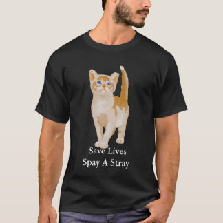 T-shirt Le chat orange, les vies d'économies stérilisent
