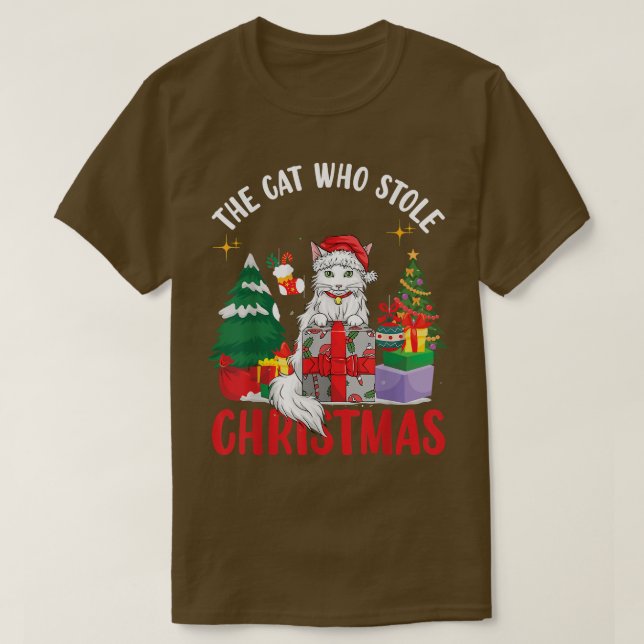 T-shirt Le chat qui a volé Noël drôle Noël Père Noël  (Design devant)