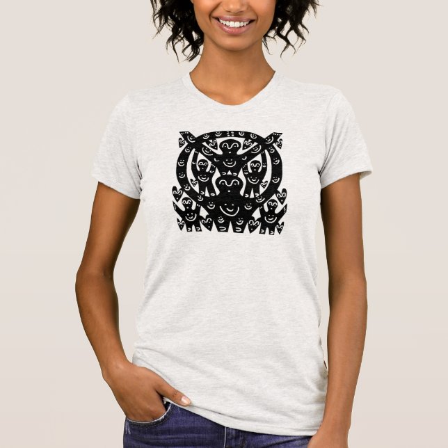 T-shirt Le chaton de bonheur d'arc-en-ciel de bande oui (Devant)