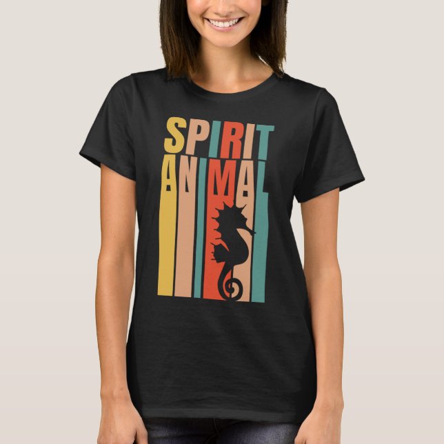 T-shirt Le Cheval De Mer Est Mon Esprit Animal Retro (Devant)