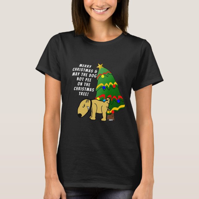 T-shirt Le chien ne pisse pas sur l'arbre de Noël  (Devant)