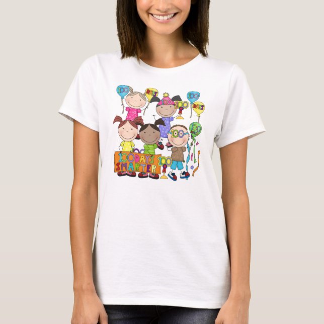T-shirt Le chiffre de bâton badine 100 jours plus futé (Devant)