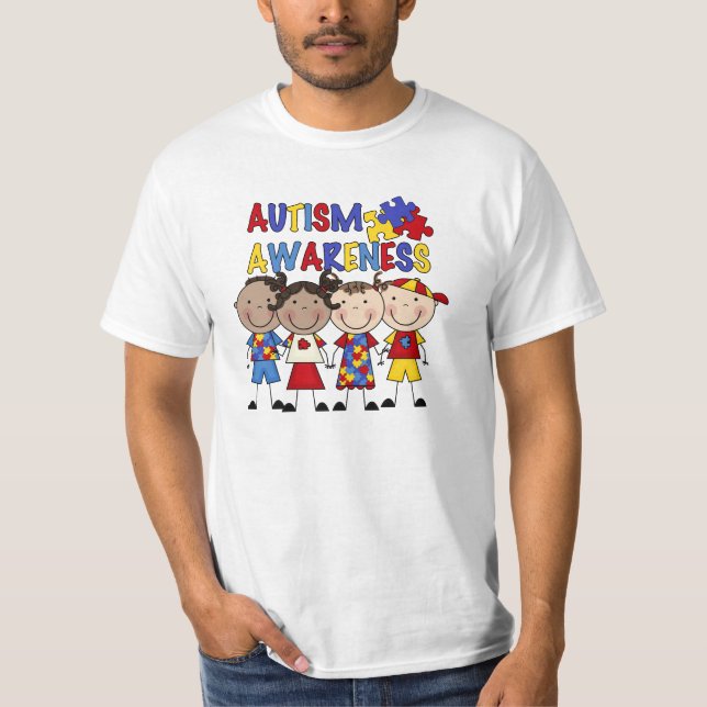 T-shirt Le chiffre de bâton badine la sensibilisation sur (Devant)