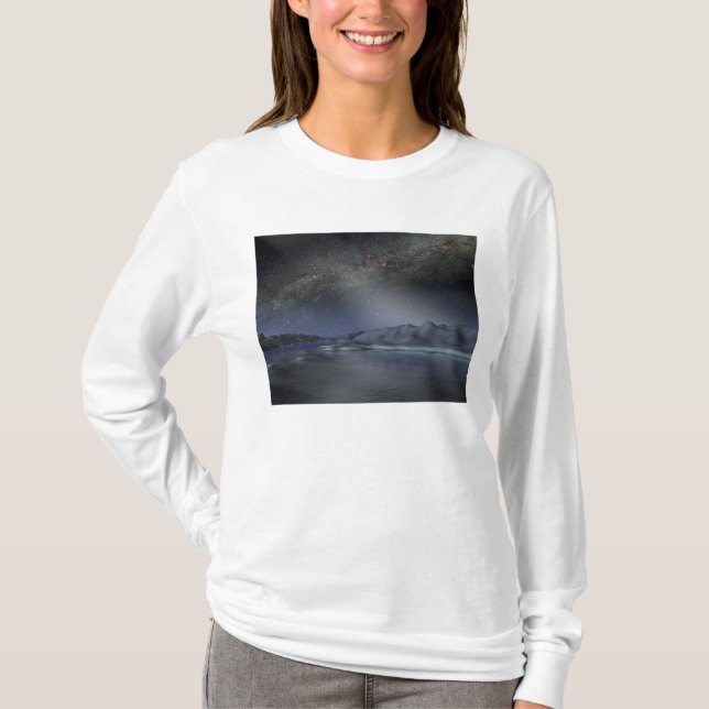 T-shirt Le ciel nocturne d'une hypothétique planète alien  (Devant)