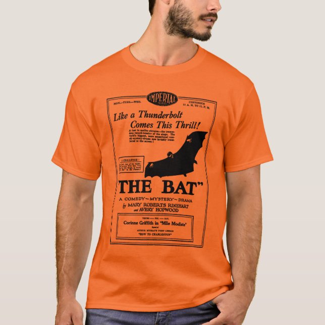 T-shirt Le cinéma muet 1926 de comédie de mystère de batte (Devant)