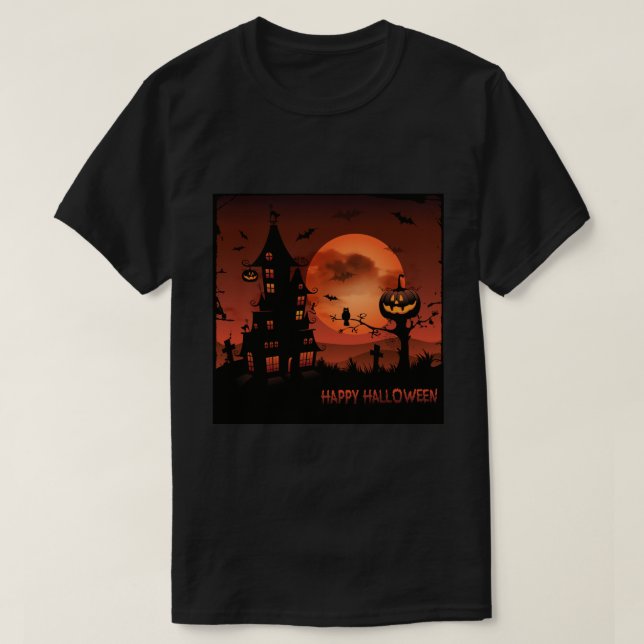T-shirt Le citrouille de scènes de cimetière de Halloween (Design devant)