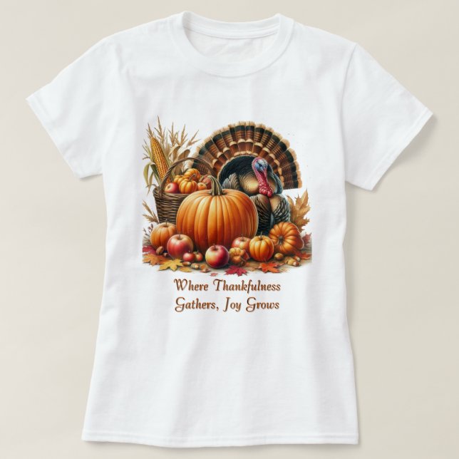 T-shirt Le Citrouille de Thanksgiving Turquie (Design devant)