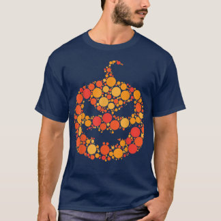 T-shirt Le Citrouille d'Halloween Jack-o'-lantern Polka Do