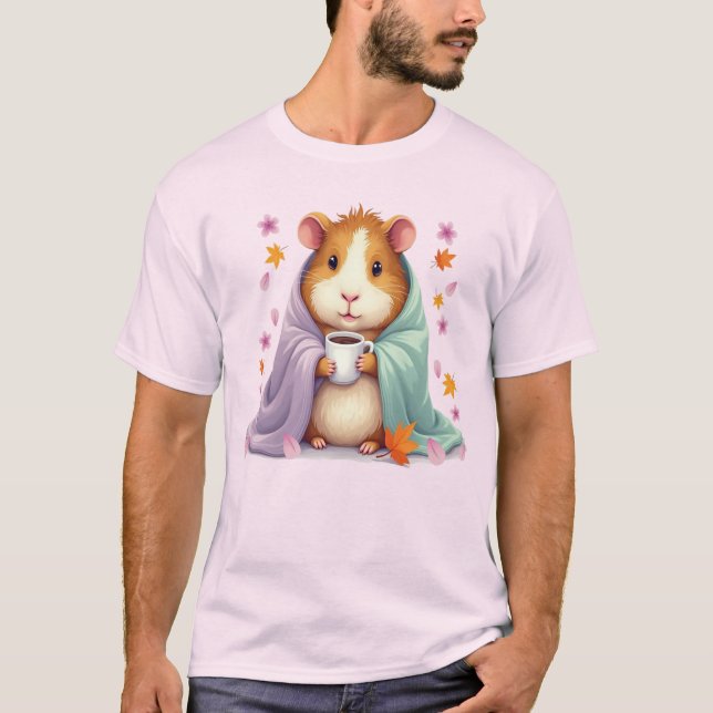 T-shirt Le Cochon de Guinée dans une couverture Les fleurs (Devant)