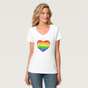 T-shirt Le cœur arc-en-ciel de SlipperyJoe griffonné tourb