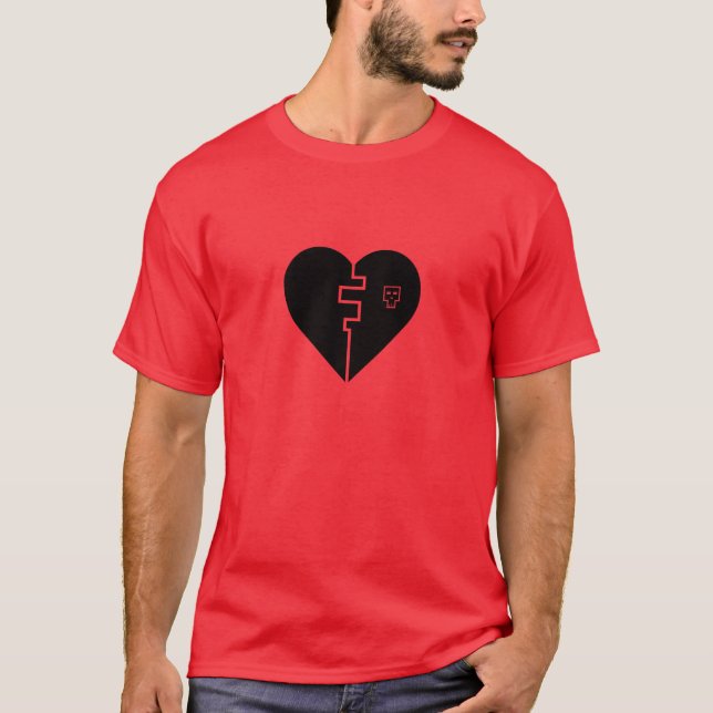 T-shirt le coeur brisé numérique (Devant)