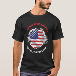 T-shirt Le coeur de l'Amérique Hommes Noirs