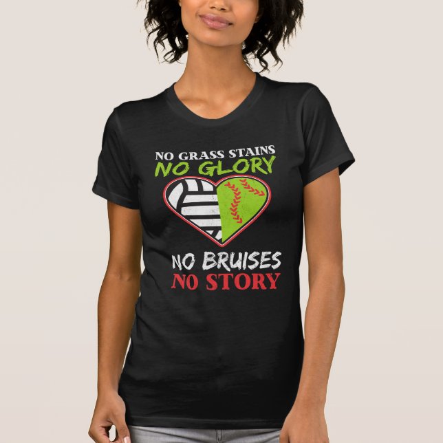 T-shirt Le coeur de volleyball du base-ball aucune herbe (Devant)