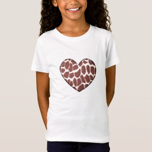 T-Shirt Le coeur d'impression de girafe badine la pièce en (Devant)