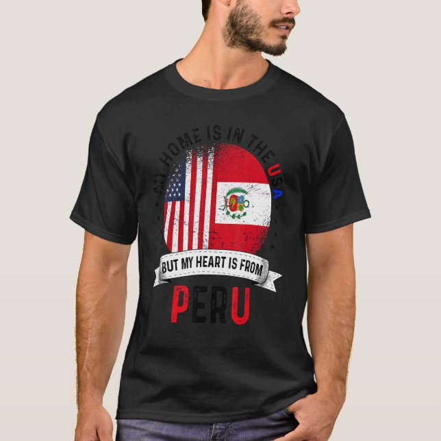 T-shirt Le coeur du patriote péruvien américain vient du d (Devant)