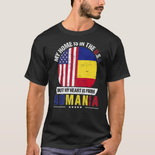 T-shirt Le Coeur Patriote Roumain Américain Est De Roumani