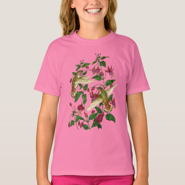 T-shirt Le colibri d'Allan avec Fuschia (Devant)