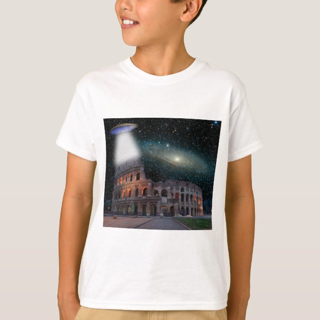 T-shirt Le Colisée Rome Italie rencontre l'espace et l'OVN (Devant)