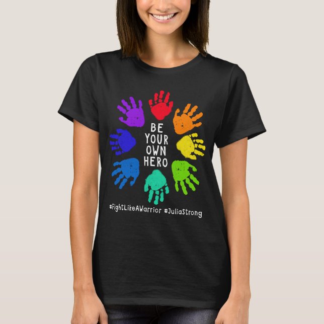 T-shirt Le combat de Julia de soutien !  Handprints (Devant)