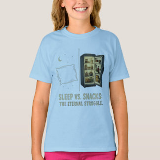 T-shirt Le Combat Éternel entre Sommeil et Snacks