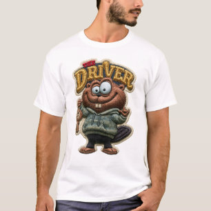 T-shirt Le Conducteur Ecusson Brodé de Castor Drôle Style