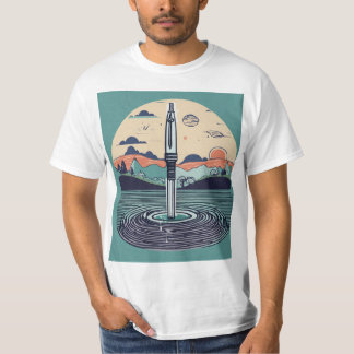 T-shirt Le contour d'un stylo fontaine classique, suggéran