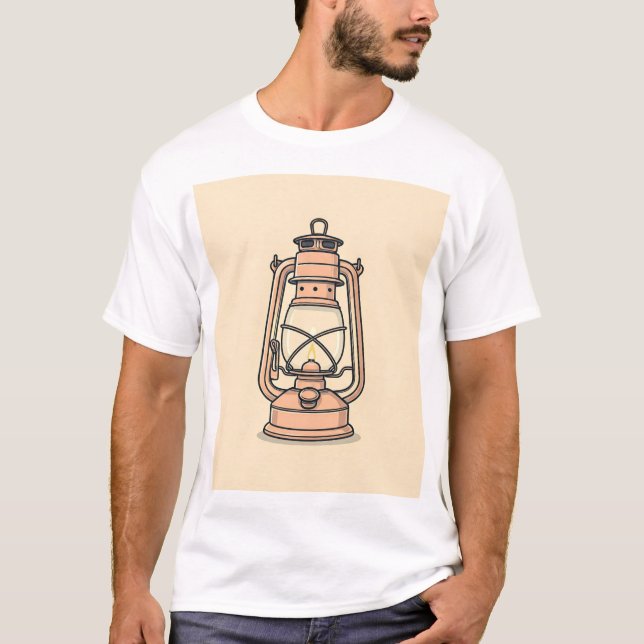 T-shirt Le contour d'une lampe traditionnelle à kérosène,  (Devant)