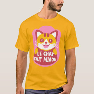 T-shirt Le Conversation Fait Miaou Cute French Orange Tabb
