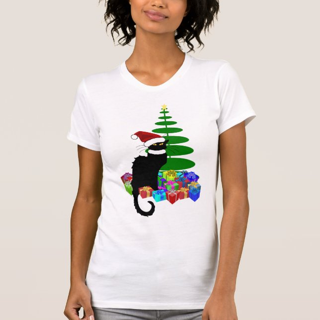 T-shirt Le Conversation Noir Avec Arbre De Noël (Devant)