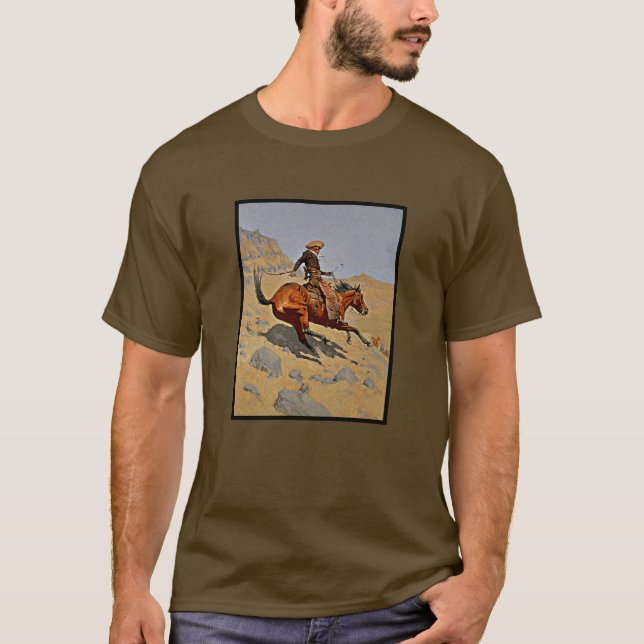 T-shirt Le cowboy par Frederic Remington (Devant)
