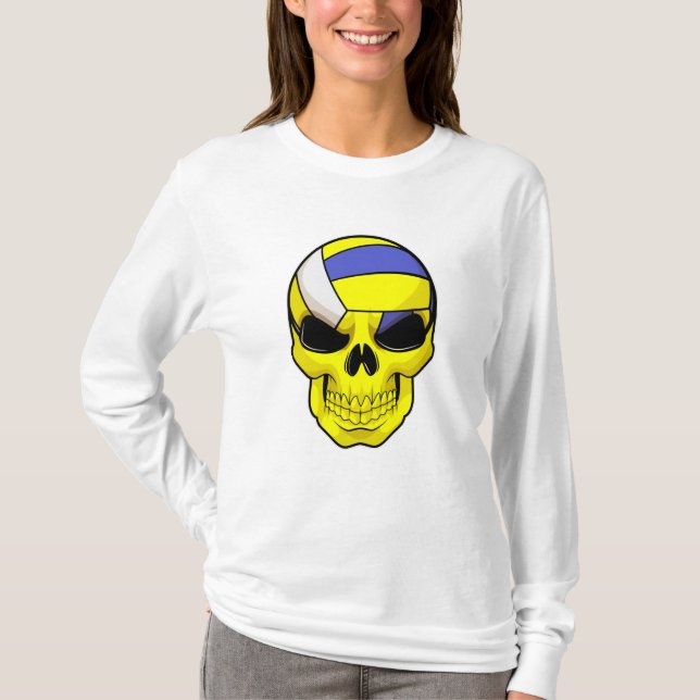 T-shirt Le crâne comme joueur de volleyball avec volleybal (Devant)