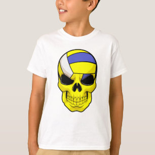 T-shirt Le crâne comme joueur de volleyball avec volleybal