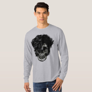T-shirt Le crâne Rockstar avec les cheveux sauvages