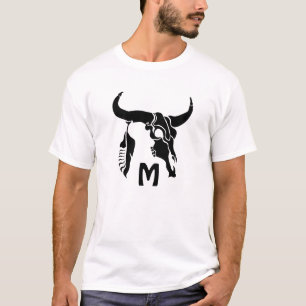 T-shirt Le crâne taureau de Longhorn avec la plume noire