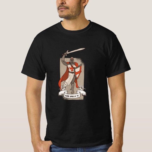 T-shirt Le Croiseur Khight Templar Warriar De Dieu (Devant)