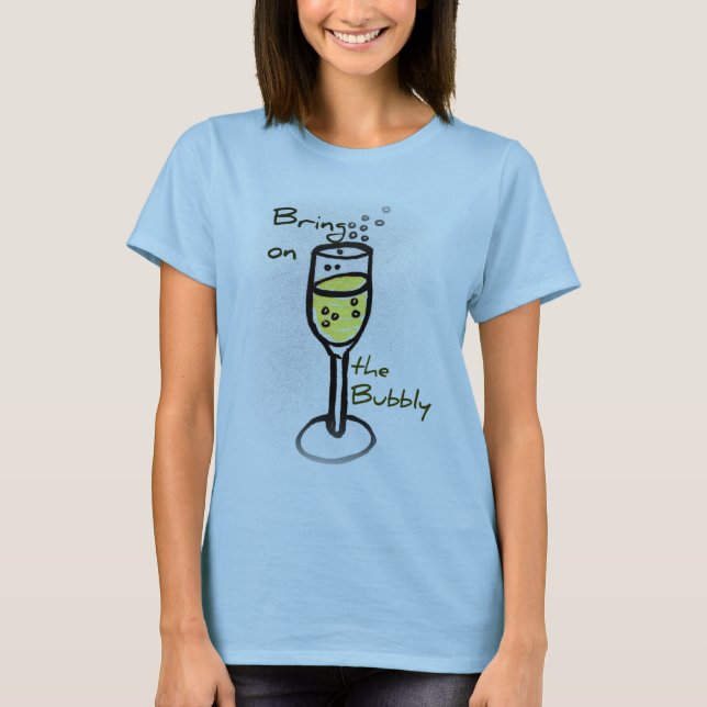 T-shirt le croquis de champagne apportent sur le pétillant (Devant)