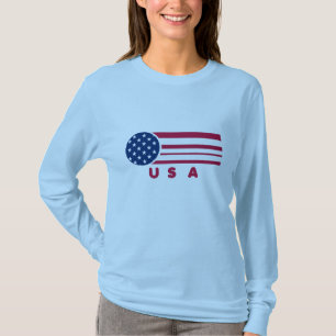 T-shirt Le cru de drapeau des Etats-Unis barre la longue
