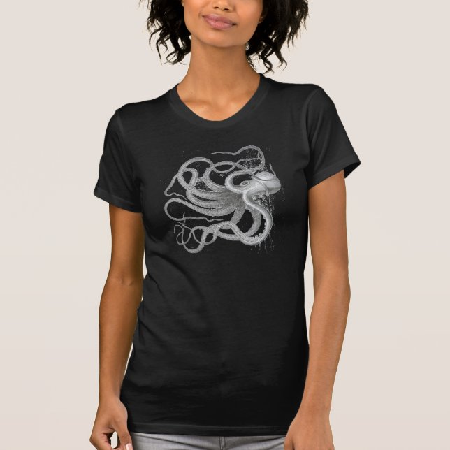 T-shirt Le cru nautique de poulpe de steampunk kraken le (Devant)