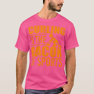 T-shirt Le Curling Est Le Bacon Du Sport Distressé Orange